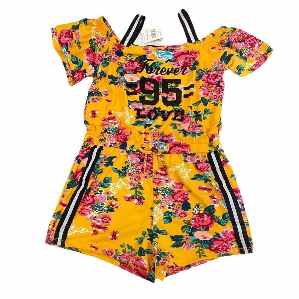 NEW!‎ Girls 10/12 Yellow Floral Jumpshort